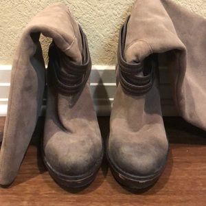 Jessica Simpson brown under knee wedge boots